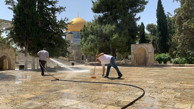 شستن  صحن مسجد الاقصی  2