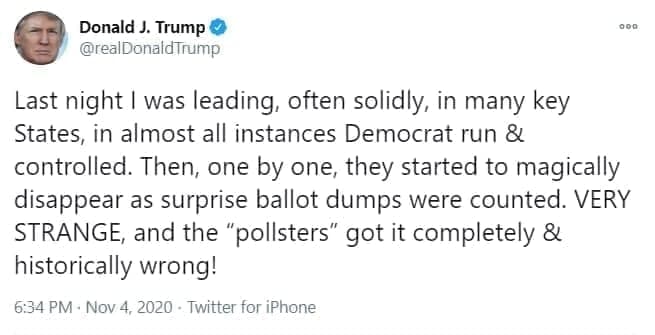 ترامپ مدعی ناپدید شدن آرای انتخابات شد ترامپ مدعی ناپدید شدن آرای انتخابات شد