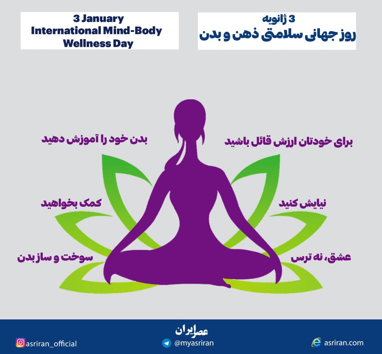 3 ژانویه روز جهانی سلامتی ذهن و بدن (اینفوگرافیک)