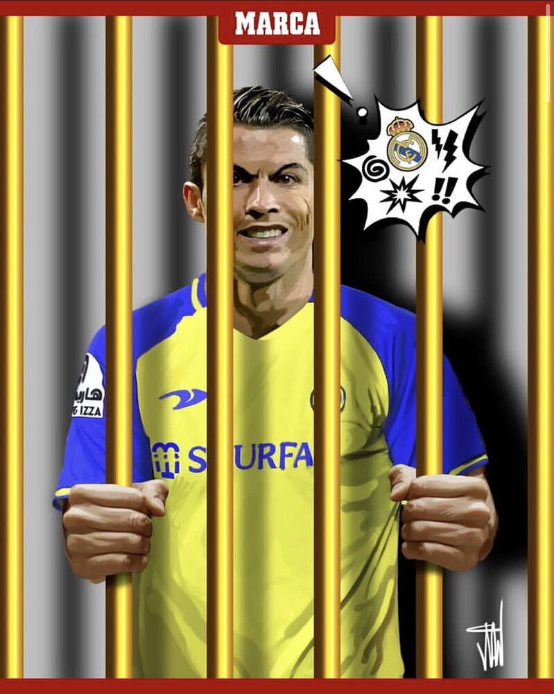 تصویری توهین آمیز علیه رونالدو/ ستاره پرتغالی را بعد از قرارداد به قفس بردند! (عکس) تصویری توهین آمیز علیه رونالدو/ ستاره پرتغالی را بعد از قرارداد به قفس بردند! (عکس)