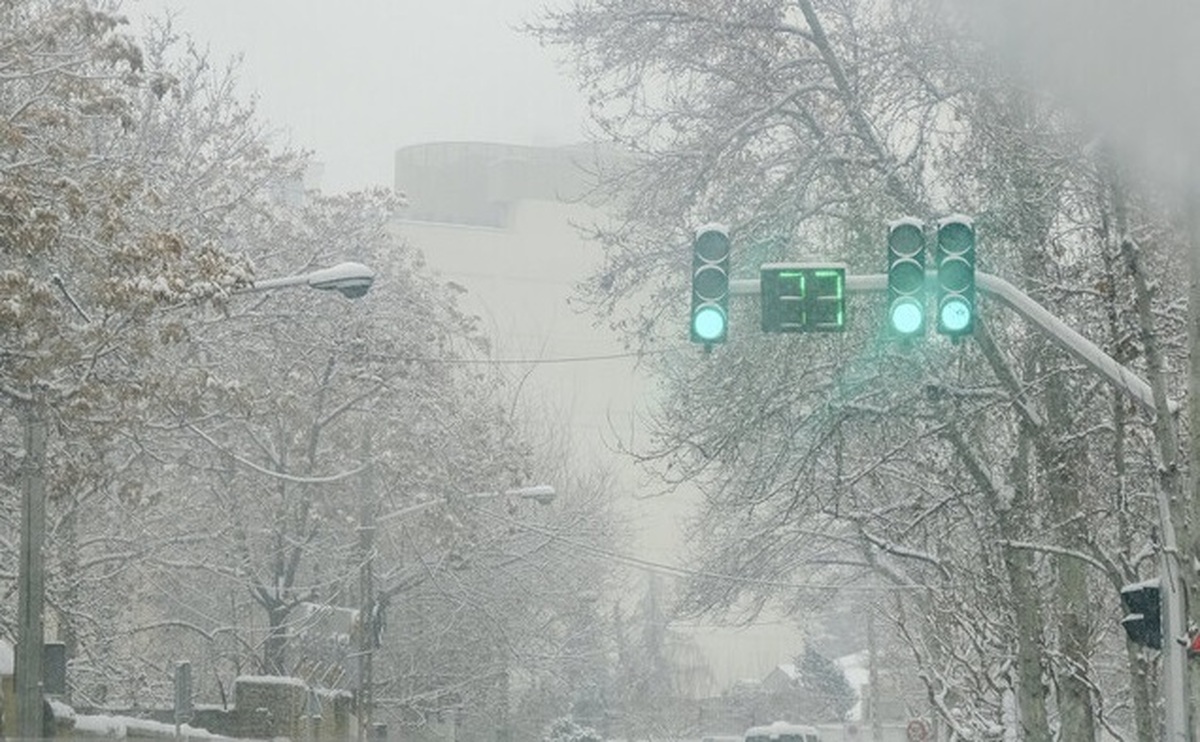 بارش برف و باران در تهران/کاهش نسبی دما
