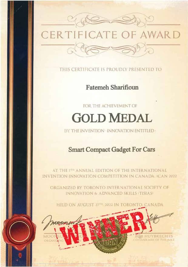 کارآفرین سرشناس ایرانی برنده مدال طلای مسابقه بین‌المللی اختراع تورنتو، کانادا در سال ۲۰۲۲ شد