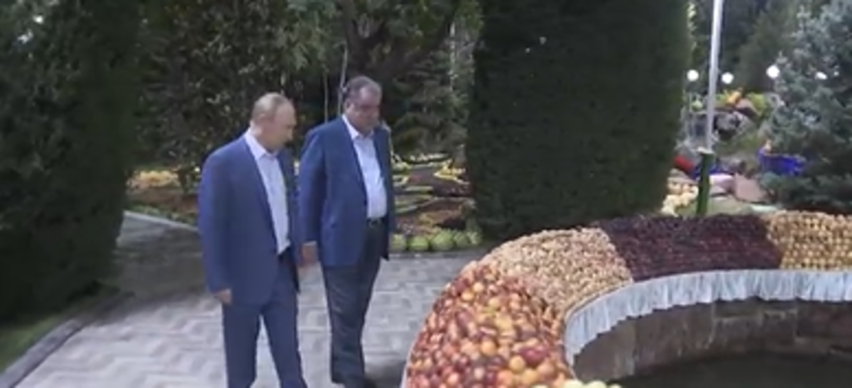استقبال از پوتین در باغ رئیس جمهور تاجیکستان (فیلم)