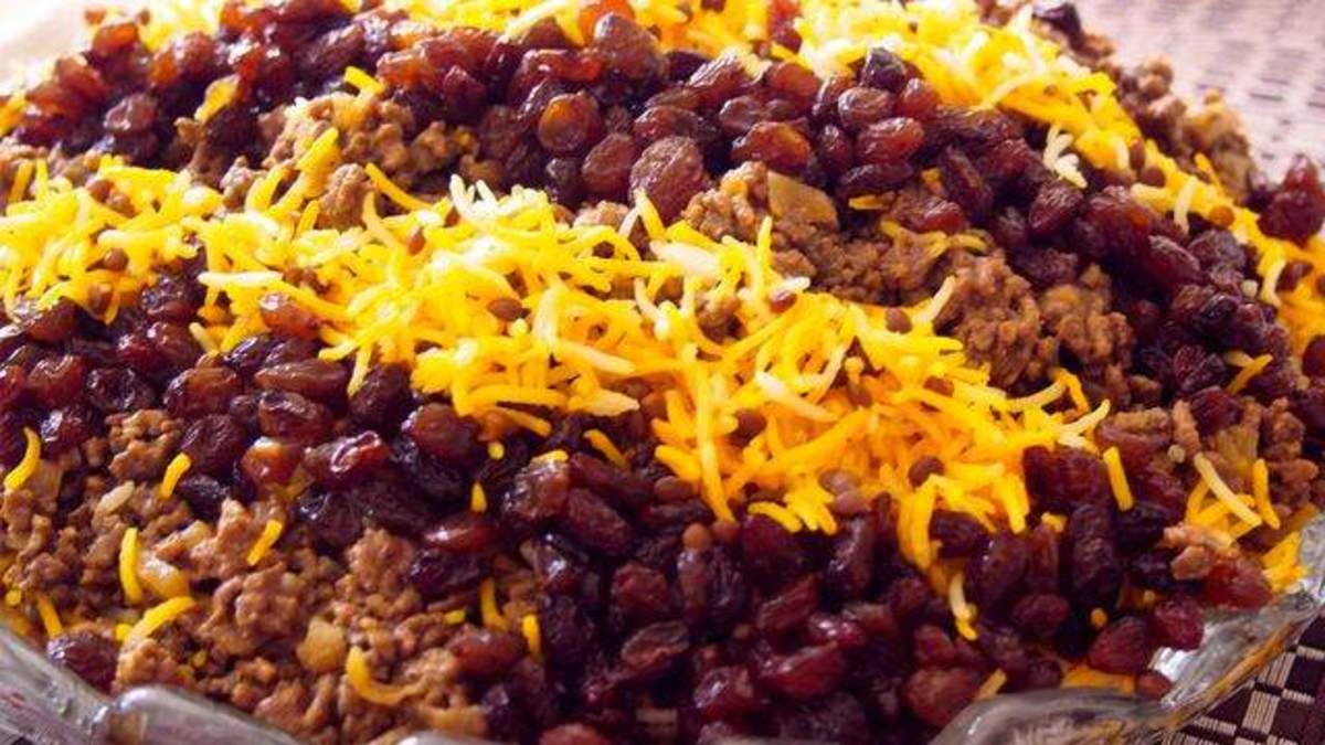 طرز تهیه کشمش پلوی مخلوط
