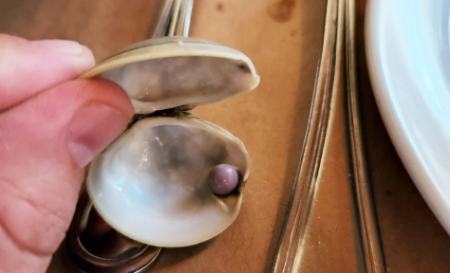 مشتری خوش‌شانس یک مروارید بنفش کمیاب در غذای خود پیدا کرد (+عکس)