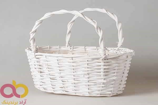سبد حصیری گرد سفید پلاستیکی سبد حصیری گرد سفید پلاستیکی