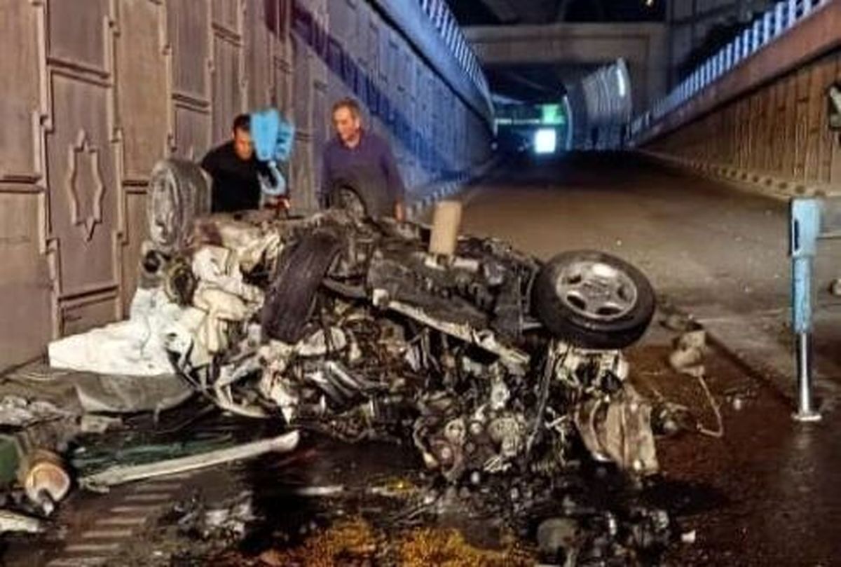 ببینید| سقوط مرگبار خودرو سواری از پل صدر تهران