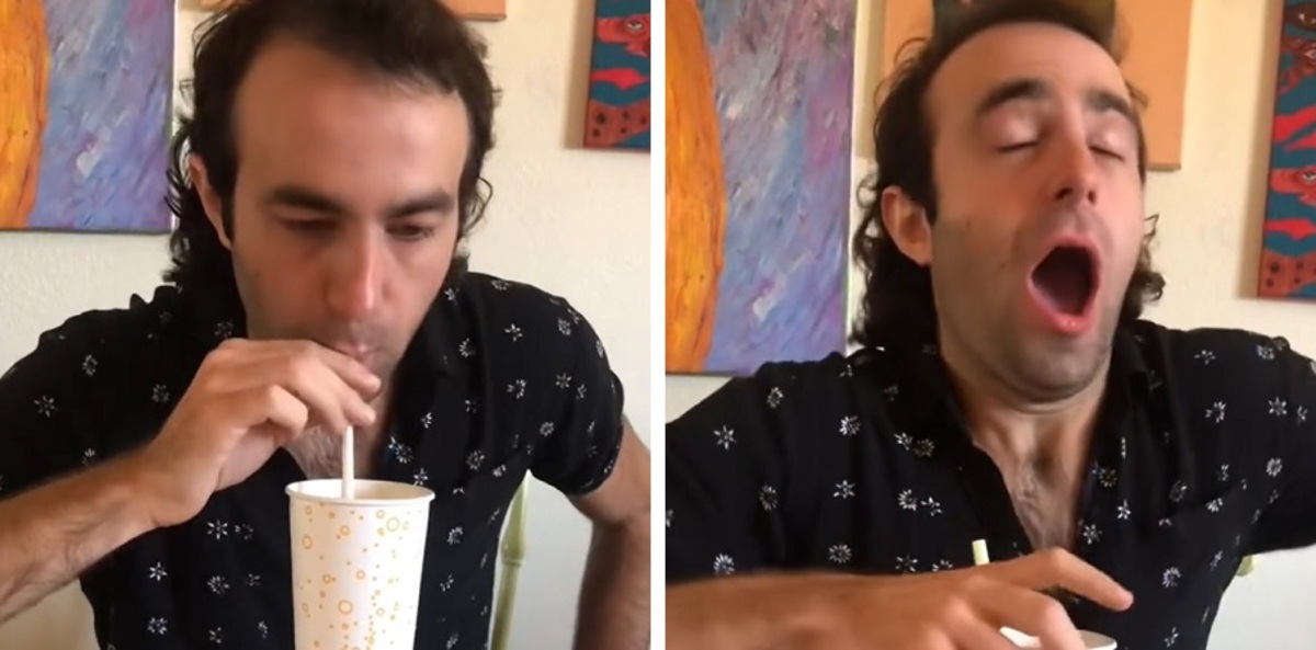 مردی که برای اولین بار در زندگی نوشیدنی جز آب را امتحان می کند(+فیلم)