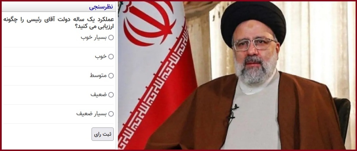 عملکرد یک ساله دولت آقای رئیسی را چگونه ارزیابی می کنید؟ (نظرسنجی)