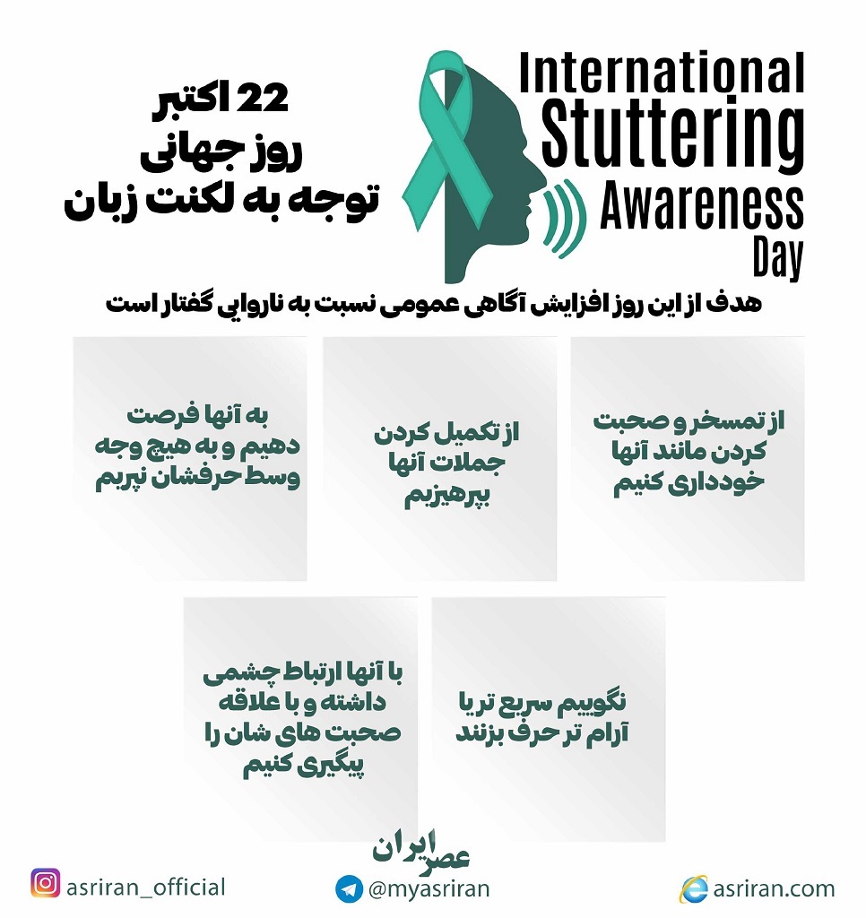 22 اکتبر روز جهانی توجه به لکنت زبان (اینفوگرافیک)