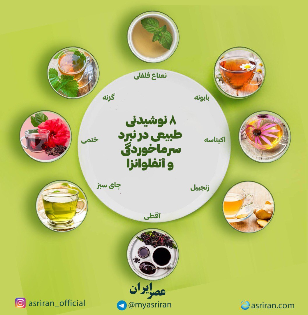 8  نوشیدنی طبیعی در نبرد سرماخوردگی و آنفلوانزا (اینفوگرافیک)