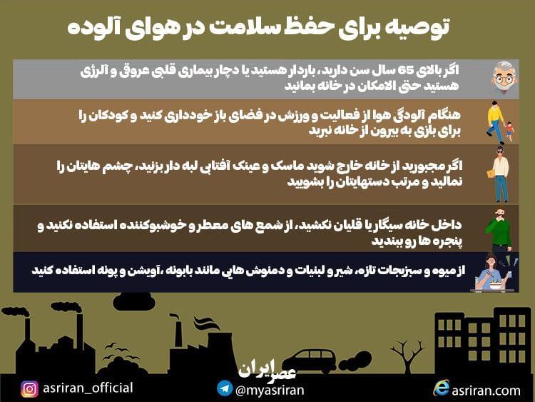 چند توصیه برای حفظ سلامت در آلودگی هوا (اینفوگرافیک)