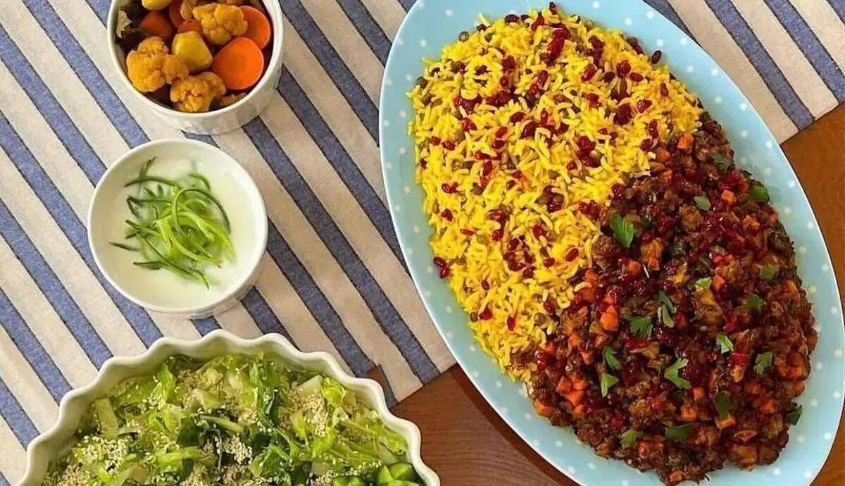 طرز تهیه پلو مخلوط با بادمجان