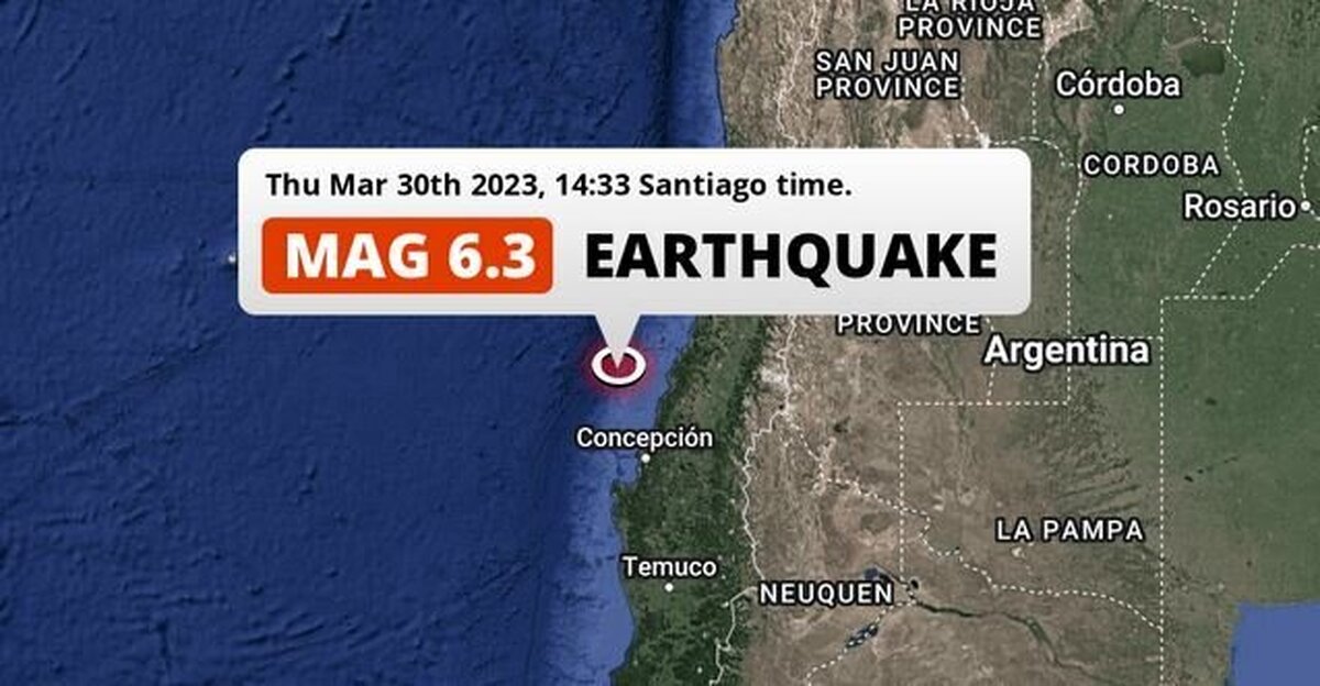 وقوع زلزله 6.3 ریشتری در منطقه ساحلی شیلی