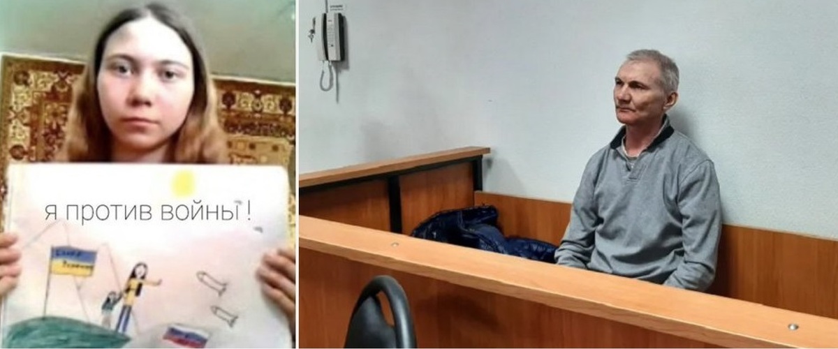 2 سال حبس برای پدری که دخترش نقاشی ضدجنگ کشیده بود (+عکس)