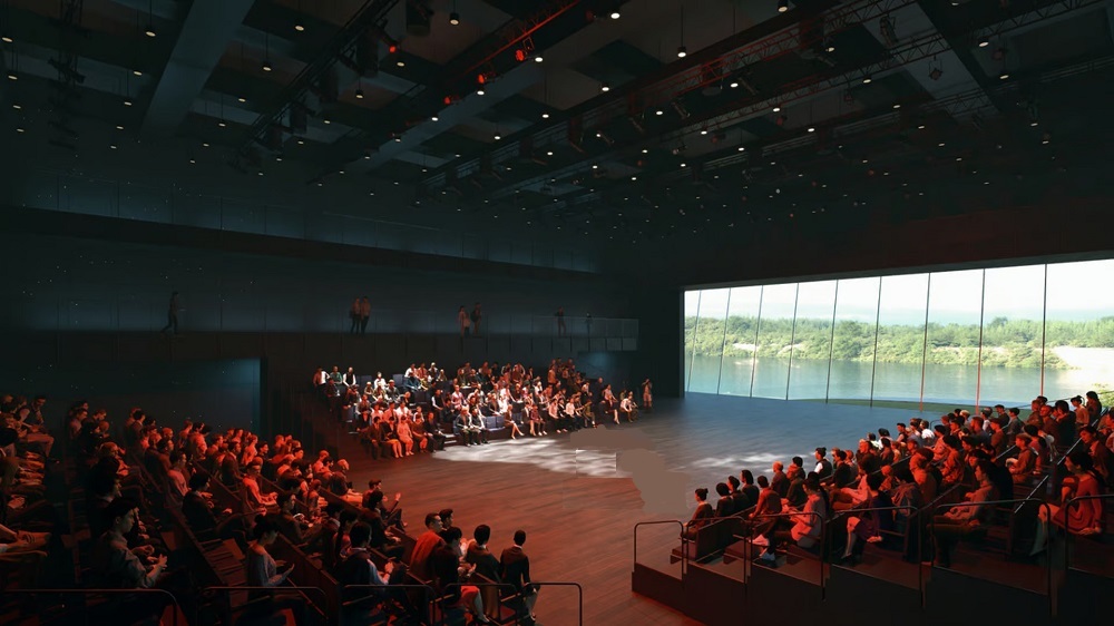 سالن تئاتر با طراحی شبیه به یک سفینه فضایی