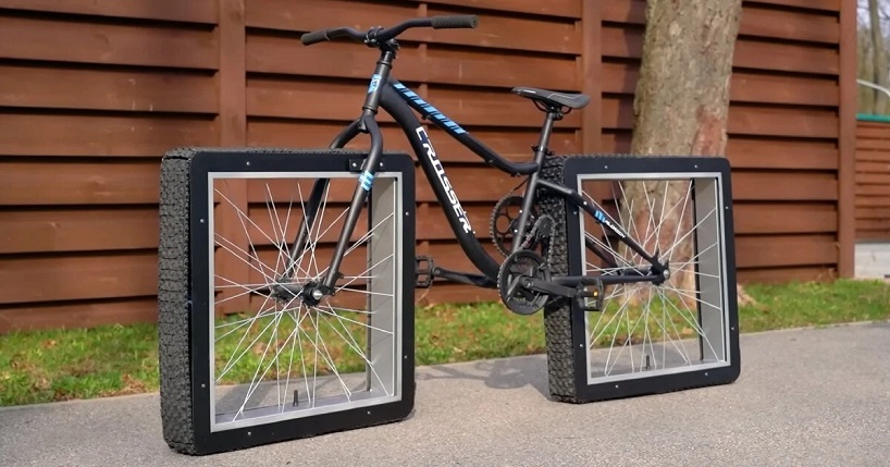 دوچرخه ای که با چرخ های مربعی خود فیزیک را به چالش می کشد