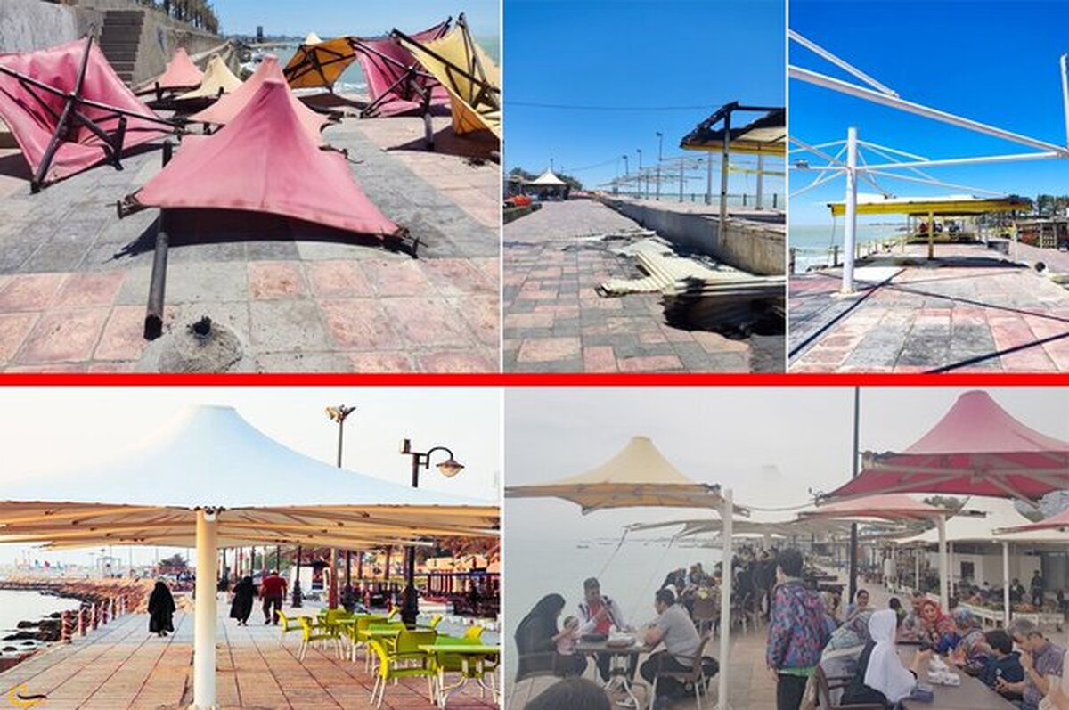 علت تخریب سایه‌بان‌های کافه‌های ساحل بوشهر چه بود؟
