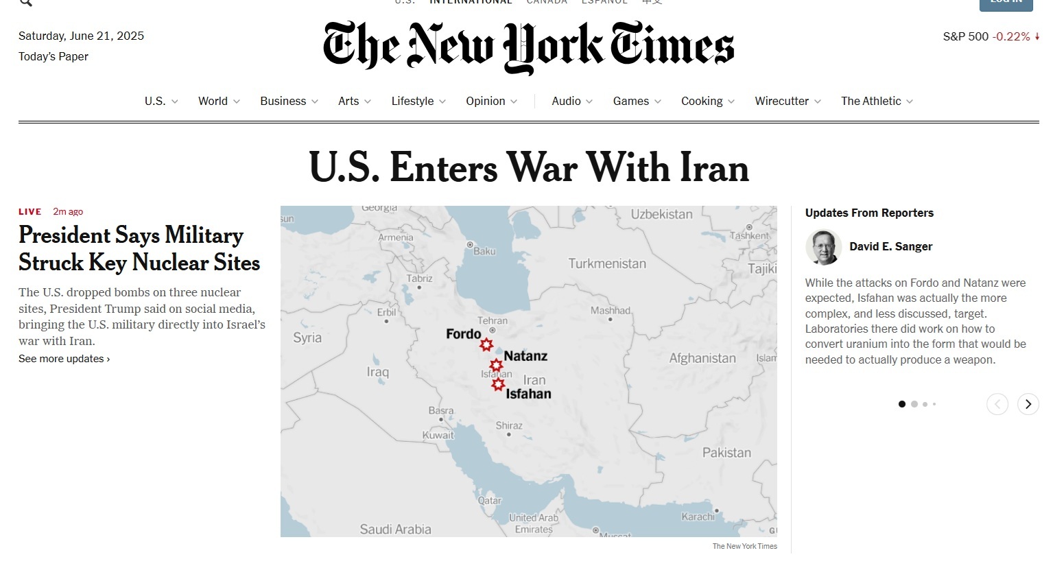 آمریکا با ایران وارد جنگ شد نیویورک تایمر آمریکا با ایران وارد جنگ شد