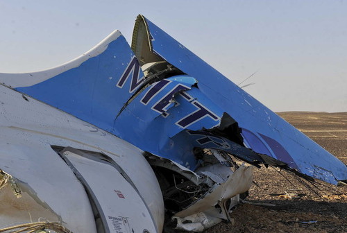 لاشه هواپیمای مسافربری روسی که در سینای مصر سقوط کرد