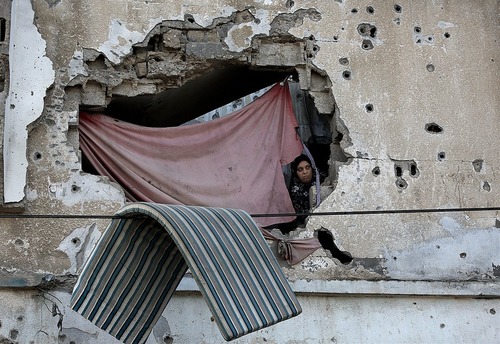 خانه ای آسیب دیده از جنگ 14 روزه با اسراییل در منطقه شجاعیه غزه