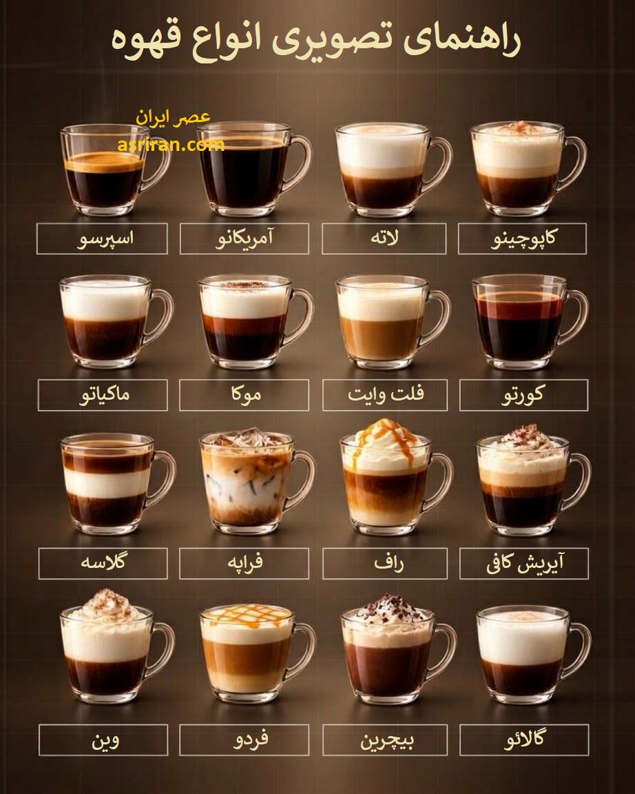 اینفوگرافیک معرفی 16 نوع قهوه محبوب جهان اینفوگرافیک معرفی 16 نوع قهوه محبوب جهان