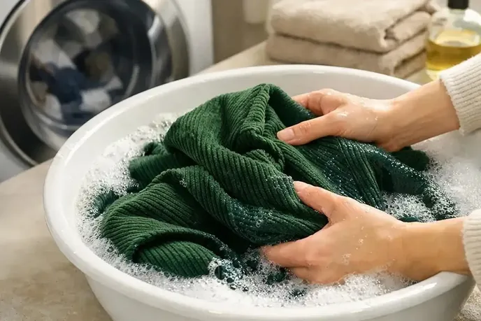 ترفند ساده برای شستشوی لباس مخمل کبریتی با دست و لباسشویی