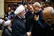 دیدار پزشکیان با روحانی در مراسم ختم «احمد ناطق نوری» (عکس)
