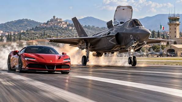 رقابت سرعت جنگنده F-35B با خودرو فراری SF90 در پایگاه هوایی ایتالیا رقابت سرعت جنگنده F-35B با خودرو فراری SF90 در پایگاه هوایی ایتالیا