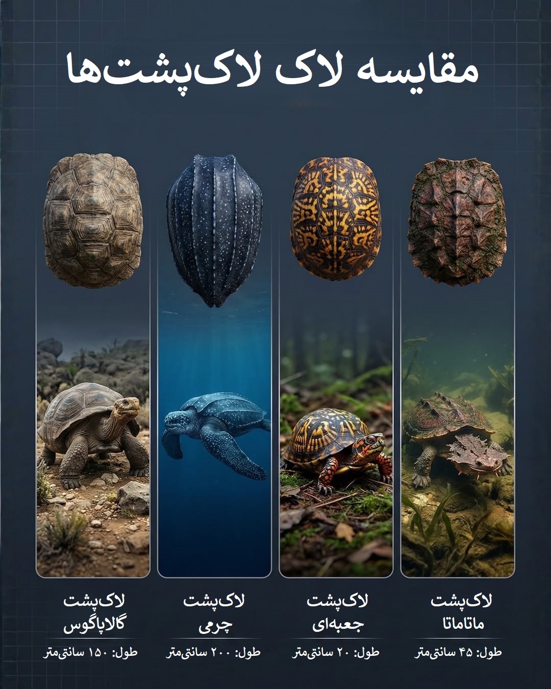 اینفوگرافیک مقایسه لاک 4 لاک پشت اینفوگرافیک مقایسه لاک 4 لاک پشت