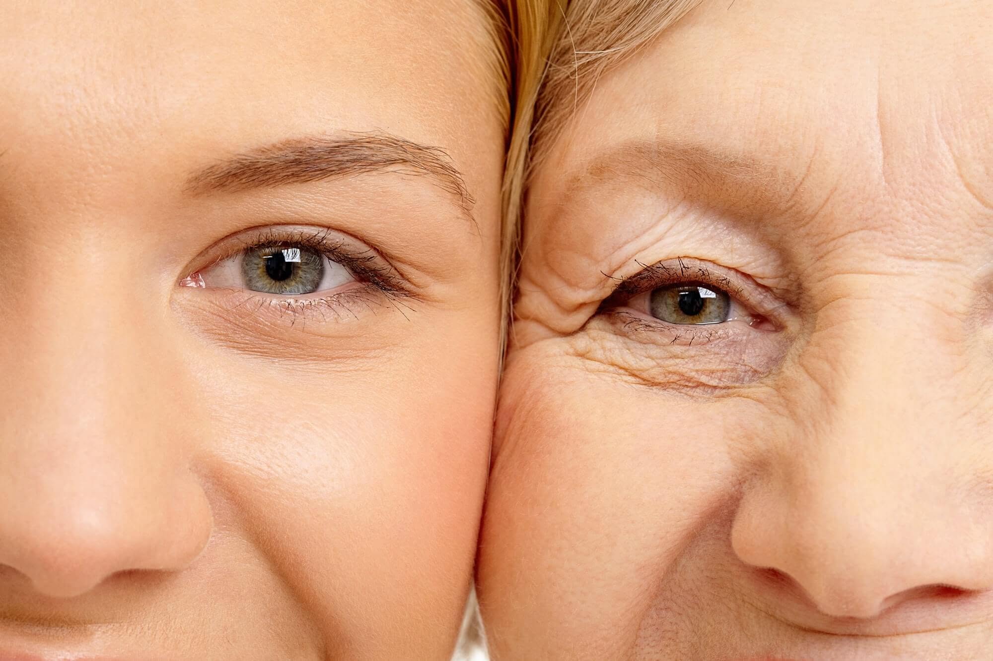 چهره یک زن جوان در کنار چهره یک زن مسن چهره یک زن جوان در کنار چهره یک زن مسن